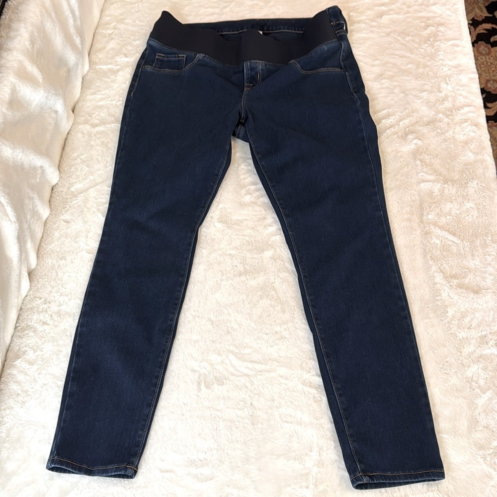 Old Navy Maternity Rockstar Super Skinny Front Low Panel Blue Jeans- size 12 - Picture 10 of 12